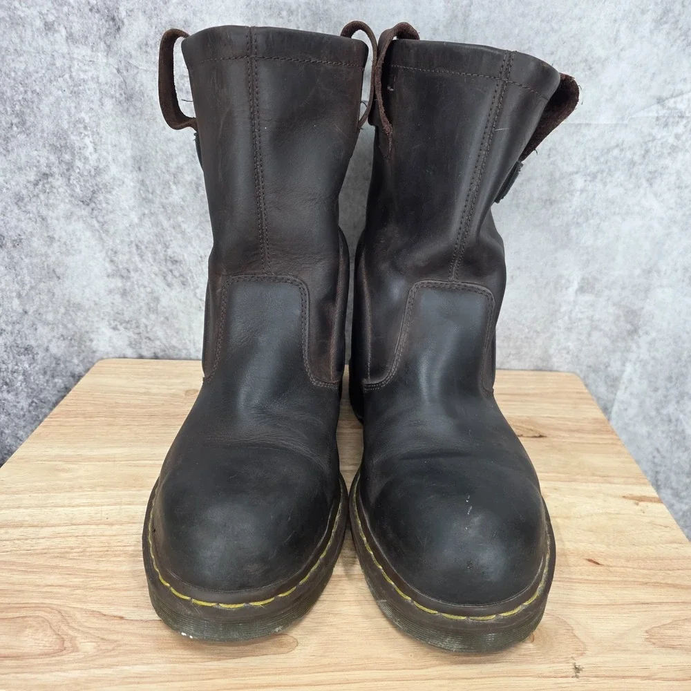 Dr. Martens Work Boots Mens 13 M Brown Leather Steel Toe Safety Icon Industrial